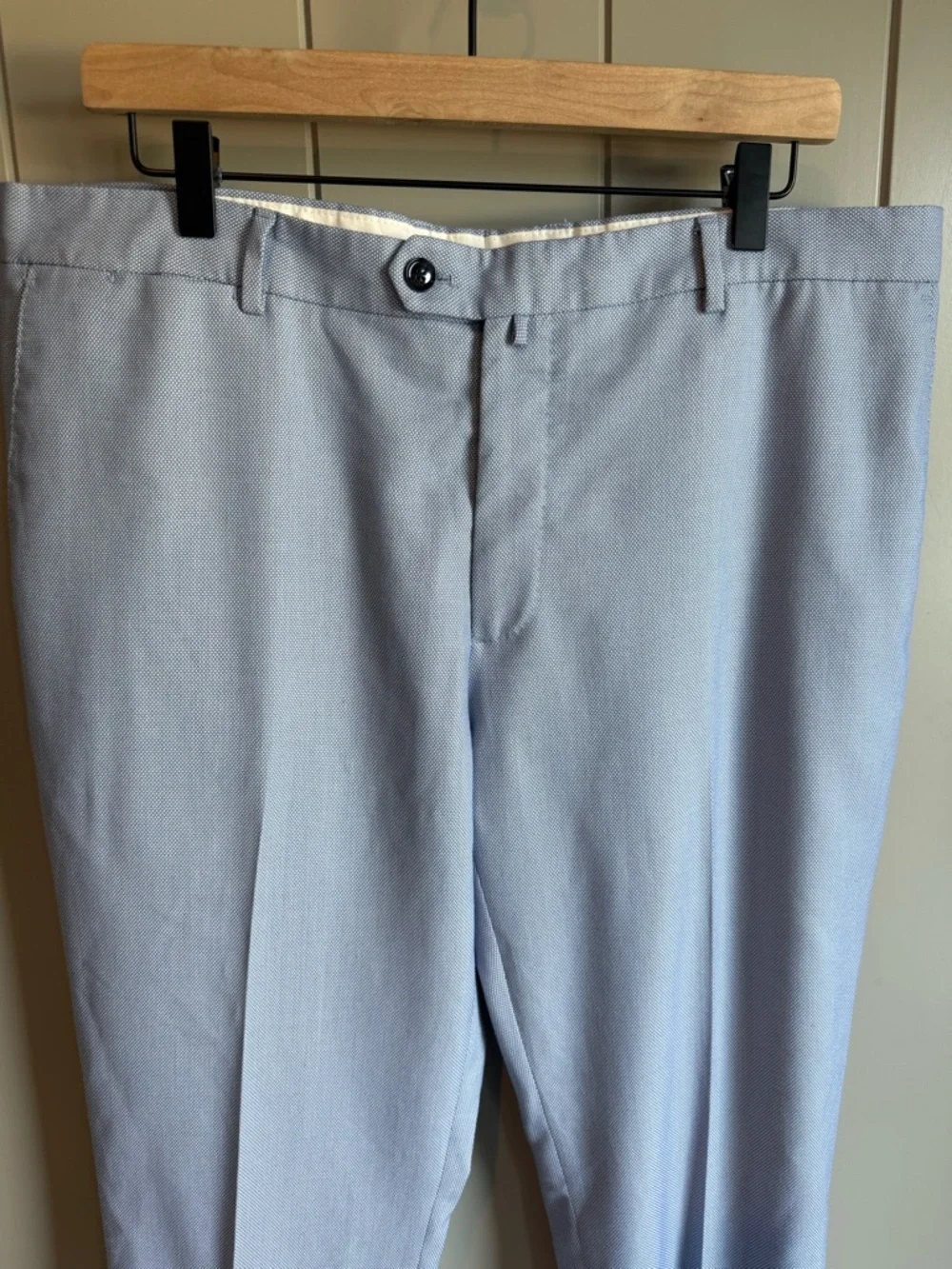 ZARA Mens 36x28 Straight Fit Light Blue Flat Front Trouser Dress Suit Pants